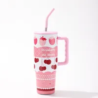 Cute Letter Fruit Cat 201 Stainless Steel Ceramics Thermos Cup 1 Piece sku image 2