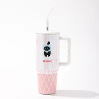 Cute Letter Fruit Cat 201 Stainless Steel Ceramics Thermos Cup 1 Piece sku image 3