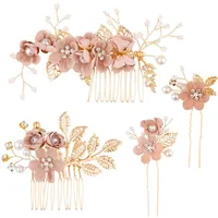 Women's Elegant Classical Bridal Flower Imitation Pearl Microfiber Flower Copper Wire Insert Comb main image 2