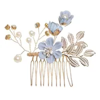 Women's Elegant Classical Bridal Flower Imitation Pearl Microfiber Flower Copper Wire Insert Comb main image 4