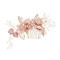 Women's Elegant Classical Bridal Flower Imitation Pearl Microfiber Flower Copper Wire Insert Comb main image 3