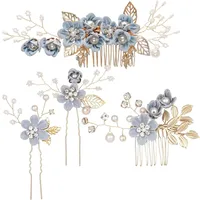 Women's Elegant Classical Bridal Flower Imitation Pearl Microfiber Flower Copper Wire Insert Comb main image 5
