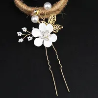 Women's Elegant Classical Bridal Flower Imitation Pearl Microfiber Flower Copper Wire Insert Comb sku image 2