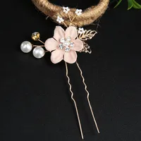 Women's Elegant Classical Bridal Flower Imitation Pearl Microfiber Flower Copper Wire Insert Comb sku image 3