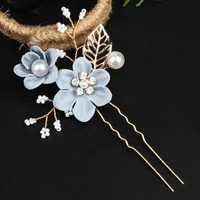 Women's Elegant Classical Bridal Flower Imitation Pearl Microfiber Flower Copper Wire Insert Comb sku image 9