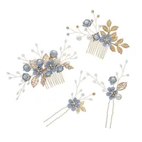 Women's Elegant Classical Bridal Flower Imitation Pearl Microfiber Flower Copper Wire Insert Comb sku image 23