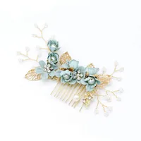 Women's Elegant Classical Bridal Flower Imitation Pearl Microfiber Flower Copper Wire Insert Comb sku image 19