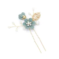 Women's Elegant Classical Bridal Flower Imitation Pearl Microfiber Flower Copper Wire Insert Comb sku image 10