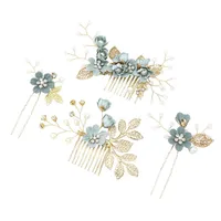 Women's Elegant Classical Bridal Flower Imitation Pearl Microfiber Flower Copper Wire Insert Comb sku image 24