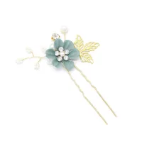 Women's Elegant Classical Bridal Flower Imitation Pearl Microfiber Flower Copper Wire Insert Comb sku image 5