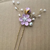 Women's Elegant Classical Bridal Flower Imitation Pearl Microfiber Flower Copper Wire Insert Comb sku image 11