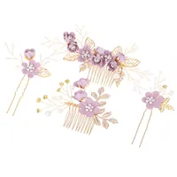 Women's Elegant Classical Bridal Flower Imitation Pearl Microfiber Flower Copper Wire Insert Comb sku image 25