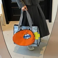 Women's Cloth Letter Carrot Cute Basic Square Velcro Tote Bag main image video
