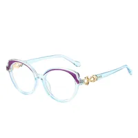 Simple Style Color Block Ac Oval Frame Full Frame Glasses sku image 12