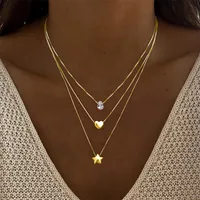 Elegant Glam Vintage Style Round Heart Shape Eye Imitation Pearl Alloy Women's Layered Necklaces Pendant Necklace sku image 1