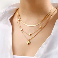 Elegant Glam Vintage Style Round Heart Shape Eye Imitation Pearl Alloy Women's Layered Necklaces Pendant Necklace sku image 12