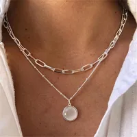 Elegant Glam Vintage Style Round Heart Shape Eye Imitation Pearl Alloy Women's Layered Necklaces Pendant Necklace sku image 5