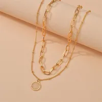Elegant Glam Vintage Style Round Heart Shape Eye Imitation Pearl Alloy Women's Layered Necklaces Pendant Necklace sku image 4