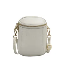 Women's Leather Solid Color Streetwear Sewing Thread Shell Zipper Crossbody Bag sku image 2