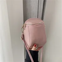 Women's Leather Solid Color Streetwear Sewing Thread Shell Zipper Crossbody Bag sku image 6