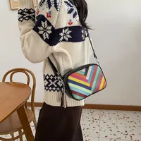 Women's Leather Color Block Streetwear Tassel Square Zipper Square Bag main image 1