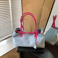 Women's Pu Leather Color Block Streetwear Sewing Thread Square Magnetic Buckle Tote Bag main image 2