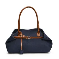 Women's Pu Leather Color Block Streetwear Sewing Thread Square Magnetic Buckle Tote Bag main image 4
