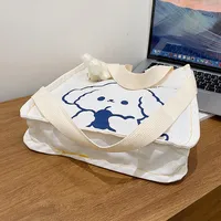 Women's Large Canvas Animal Cartoon Cute Streetwear Square Zipper Canvas Bag main image 2