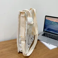 Women's Large Canvas Animal Cartoon Cute Streetwear Square Zipper Canvas Bag main image 4
