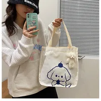 Women's Large Canvas Animal Cartoon Cute Streetwear Square Zipper Canvas Bag sku image 4