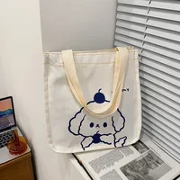 Women's Large Canvas Animal Cartoon Cute Streetwear Square Zipper Canvas Bag sku image 2