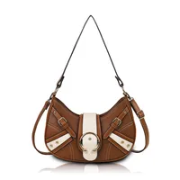 Women's Small Pu Leather Color Block Streetwear Sewing Thread Dumpling Shape Flip Cover Cloud Shape Bag sku image 1