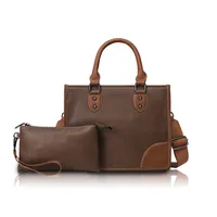 Women's Pu Leather Color Block Streetwear Sewing Thread Square Zipper Bag Sets sku image 3