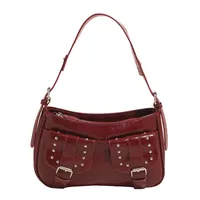 Women's PU Solid Color Elegant Sewing Thread Rivet Square Zipper Underarm Bag main image 5