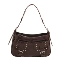 Women's PU Solid Color Elegant Sewing Thread Rivet Square Zipper Underarm Bag sku image 6