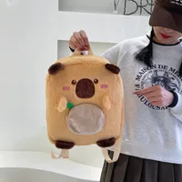 Unisex Plush Capybara Cute Sewing Thread Square Zipper Square Bag main image 4