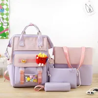 Color Block Casual School School Backpack sku image 2