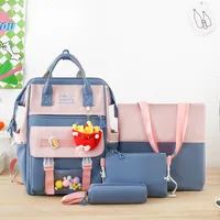 Color Block Casual School School Backpack sku image 3