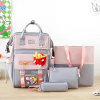 Color Block Casual School School Backpack sku image 4