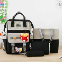 Color Block Casual School School Backpack sku image 5