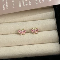 1 Pair Basic Simple Style Heart Shape Butterfly Bow Knot Plating Alloy Zircon Ear Studs sku image 16