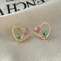 1 Pair Basic Simple Style Heart Shape Butterfly Bow Knot Plating Alloy Zircon Ear Studs sku image 24