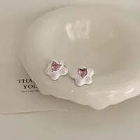 1 Pair Basic Simple Style Heart Shape Butterfly Bow Knot Plating Alloy Zircon Ear Studs sku image 32