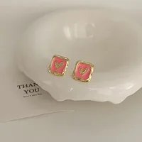 1 Pair Basic Simple Style Heart Shape Butterfly Bow Knot Plating Alloy Zircon Ear Studs sku image 25
