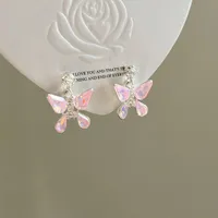 1 Pair Basic Simple Style Heart Shape Butterfly Bow Knot Plating Alloy Zircon Ear Studs sku image 20