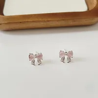 1 Pair Basic Simple Style Heart Shape Butterfly Bow Knot Plating Alloy Zircon Ear Studs sku image 18