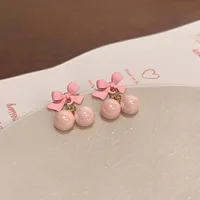 1 Pair Basic Simple Style Heart Shape Butterfly Bow Knot Plating Alloy Zircon Ear Studs sku image 21