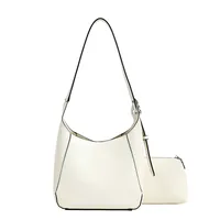 Women's Pu Leather Solid Color Streetwear Sewing Thread Bucket Open Bag Sets Tote Bag sku image 1