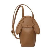 Women's Pu Leather Animal Cartoon Cute Sewing Thread Oval Zipper Crossbody Bag sku image 3