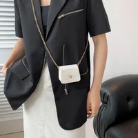 Women's Mini Felt Cloth Solid Color Cute Round Flip Cover Chain Bag main image 2